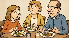 Witz: Carmen erzählt beim Mittagessen von der Schule