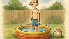 Witz: Ein Flachbader steht im Planschbecken